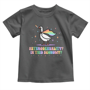 Rainbow Goose Heterosexuality in This Economy Toddler T Shirt LGBTQ Lesbian Pride TS10 Dark Heather Print Your Wear