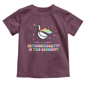 Rainbow Goose Heterosexuality in This Economy Toddler T Shirt LGBTQ Lesbian Pride TS10 Maroon Print Your Wear