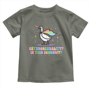 Rainbow Goose Heterosexuality in This Economy Toddler T Shirt LGBTQ Lesbian Pride TS10 Military Green Print Your Wear