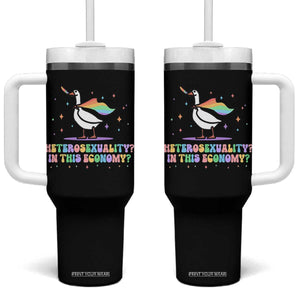 Rainbow Goose Heterosexuality in This Economy Tumbler With Handle LGBTQ Lesbian Pride TS10 One Size: 40 oz Black Print Your Wear