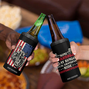 Real Grandpas Ride Motorcycles 4 in 1 Can Cooler Tumbler Some Grandpas Play Bingon American Flag TB10 Print Your Wear