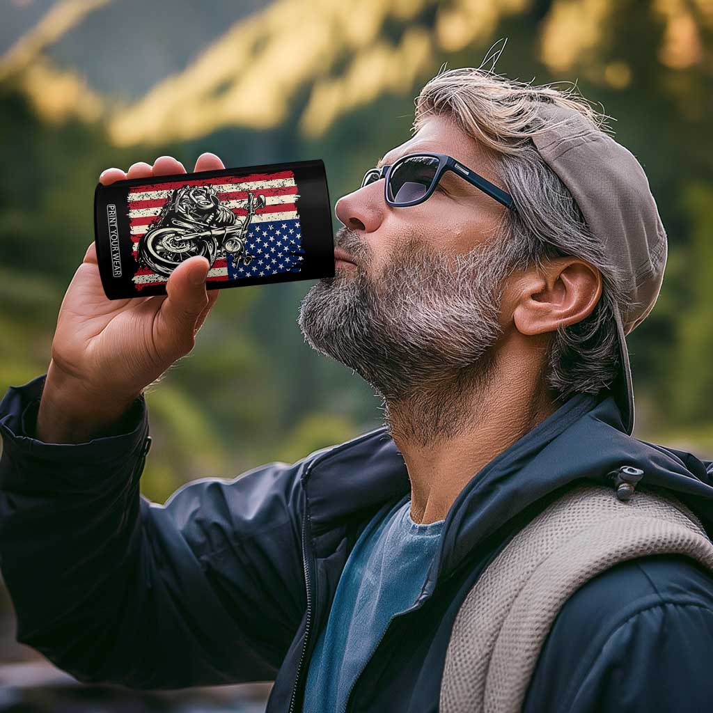 Real Grandpas Ride Motorcycles 4 in 1 Can Cooler Tumbler Some Grandpas Play Bingon American Flag TB10 Print Your Wear