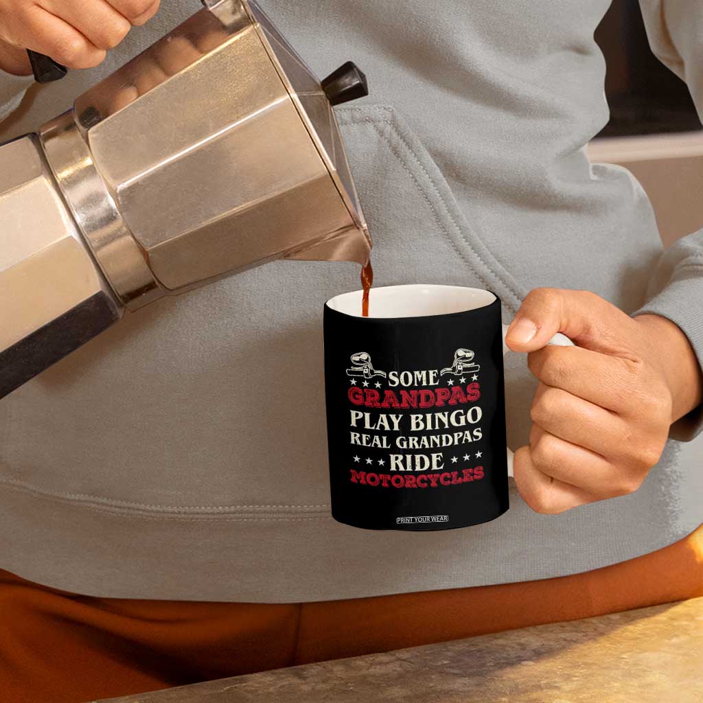Real Grandpas Ride Motorcycles Coffee Mug Some Grandpas Play Bingon American Flag TB10 Print Your Wear