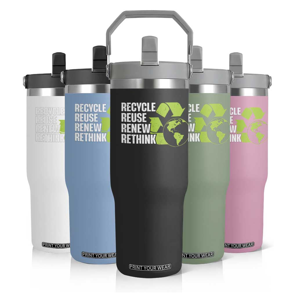 Recycle Reuse Renew Rethink Environmental Activism Flip Straw Tumbler TS11 Print Your Wear
