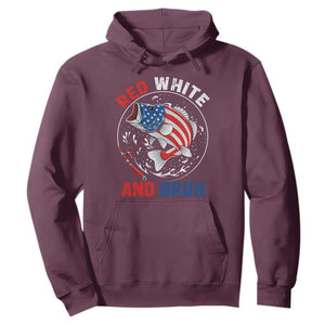 Red White And Bruh Fishing Hoodie Funny Patriotic Bass 4th Of July American Flag TS02 Maroon Print Your Wear