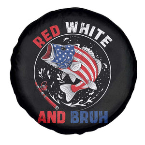 Red White And Bruh Fishing Spare Tire Cover Funny Patriotic Bass 4th Of July American Flag TS02 Print Your Wear