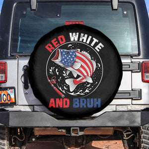 Red White And Bruh Fishing Spare Tire Cover Funny Patriotic Bass 4th Of July American Flag TS02 No hole Black Print Your Wear