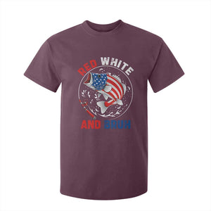 Red White And Bruh Fishing T Shirt For Kid Funny Patriotic Bass 4th Of July American Flag TS02 Maroon Print Your Wear
