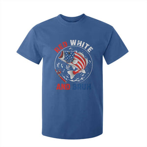 Red White And Bruh Fishing T Shirt For Kid Funny Patriotic Bass 4th Of July American Flag TS02 Royal Blue Print Your Wear