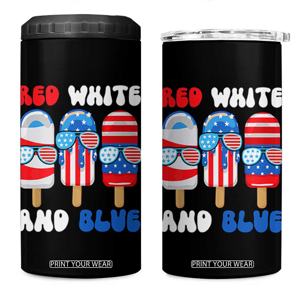 Red White Blue Popsicle 4th of July 4 in 1 Can Cooler Tumbler Patriotic USA Flag TS10 One Size: 16 oz Black Print Your Wear
