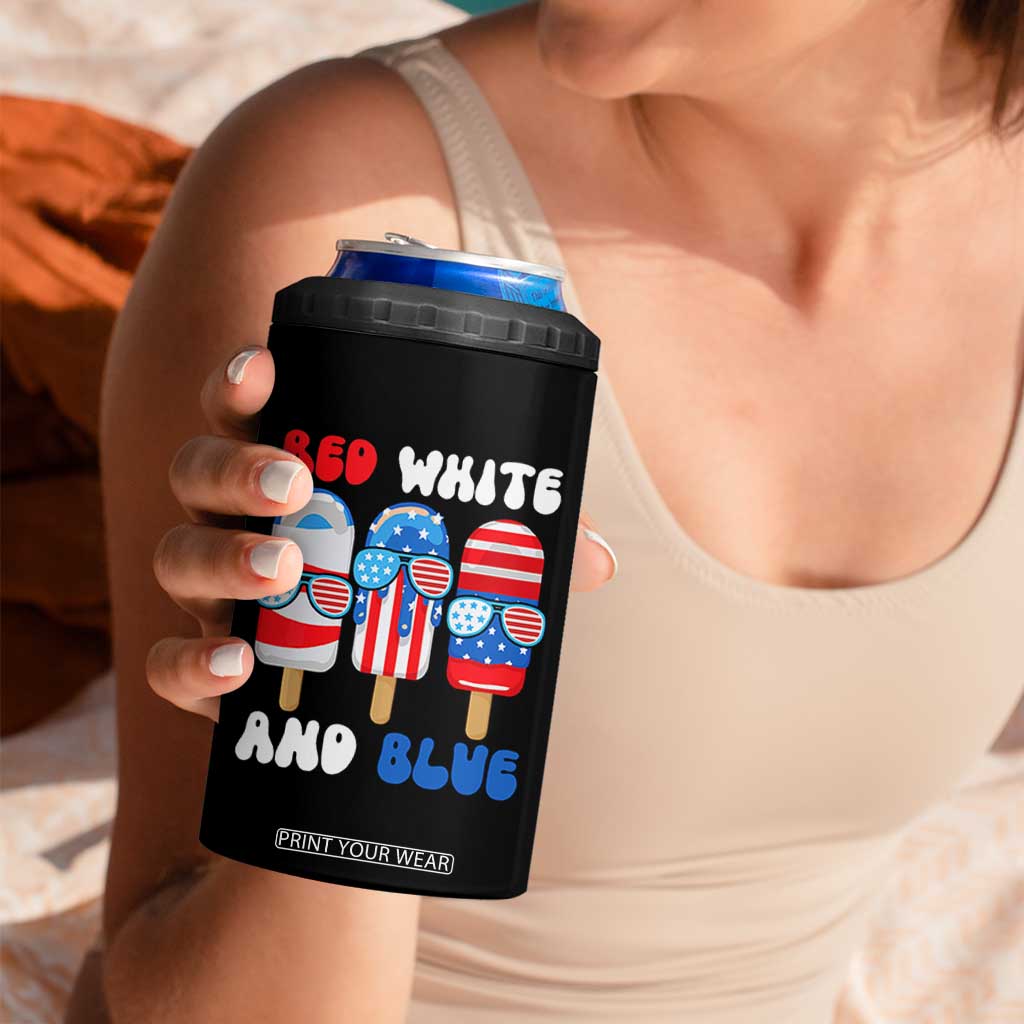 Red White Blue Popsicle 4th of July 4 in 1 Can Cooler Tumbler Patriotic USA Flag TS10 Print Your Wear