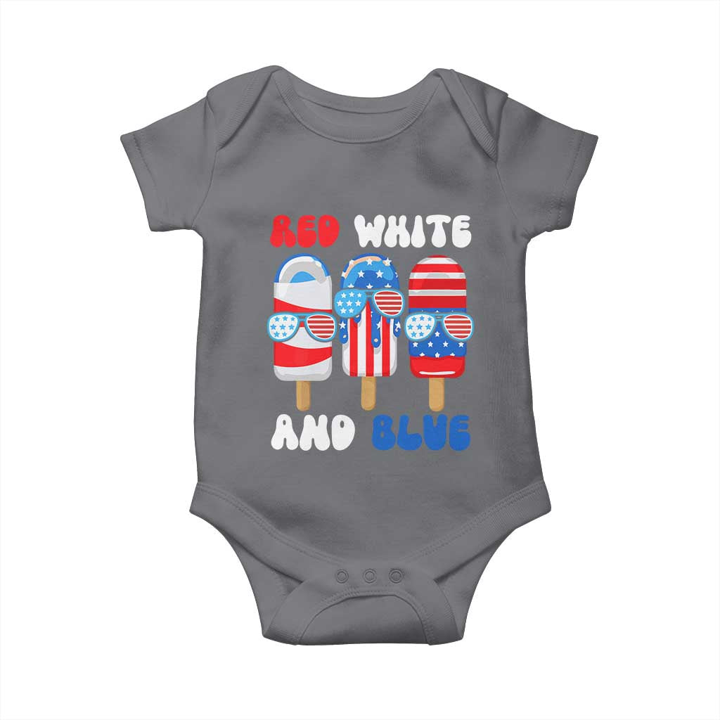 Red White Blue Popsicle 4th of July Baby Onesie Patriotic USA Flag TS10 Charcoal Print Your Wear