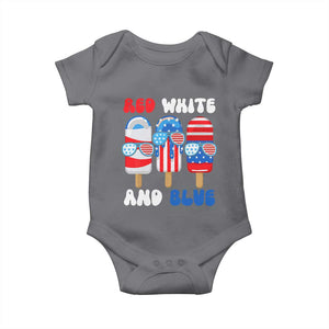 Red White Blue Popsicle 4th of July Baby Onesie Patriotic USA Flag TS10 Charcoal Print Your Wear