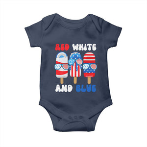 Red White Blue Popsicle 4th of July Baby Onesie Patriotic USA Flag TS10 Navy Print Your Wear