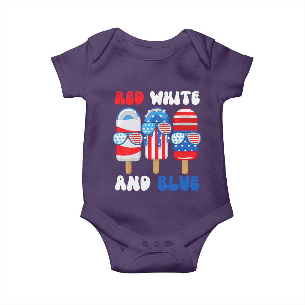 Red White Blue Popsicle 4th of July Baby Onesie Patriotic USA Flag TS10 Purple Print Your Wear