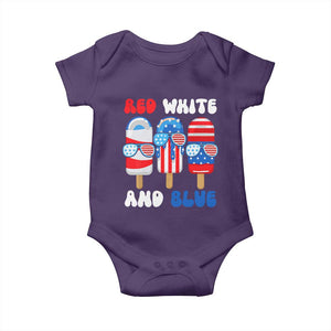 Red White Blue Popsicle 4th of July Baby Onesie Patriotic USA Flag TS10 Purple Print Your Wear