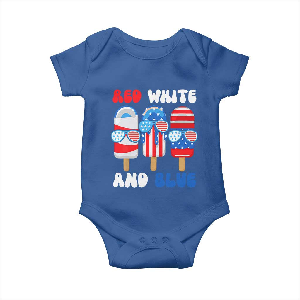 Red White Blue Popsicle 4th of July Baby Onesie Patriotic USA Flag TS10 Royal Blue Print Your Wear