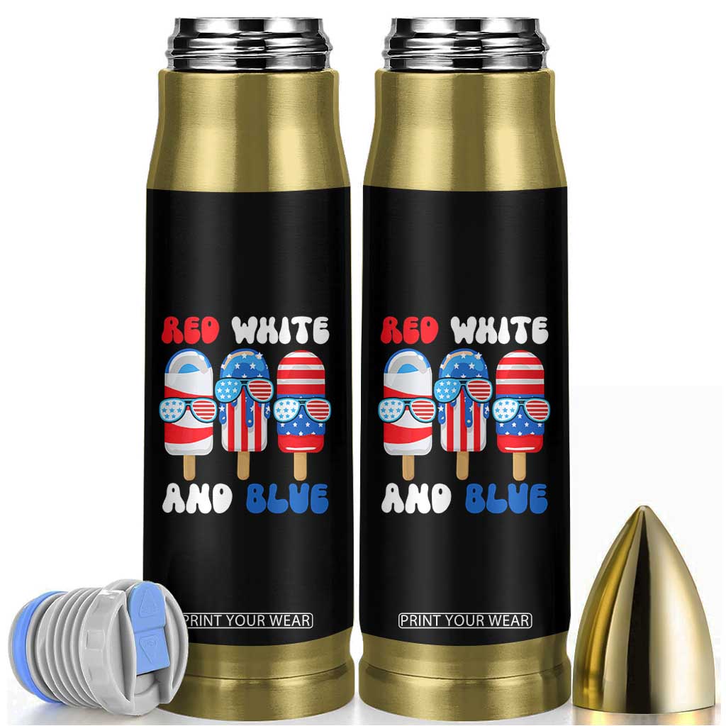 Red White Blue Popsicle 4th of July Bullet Tumbler Patriotic USA Flag TS10 Black Print Your Wear