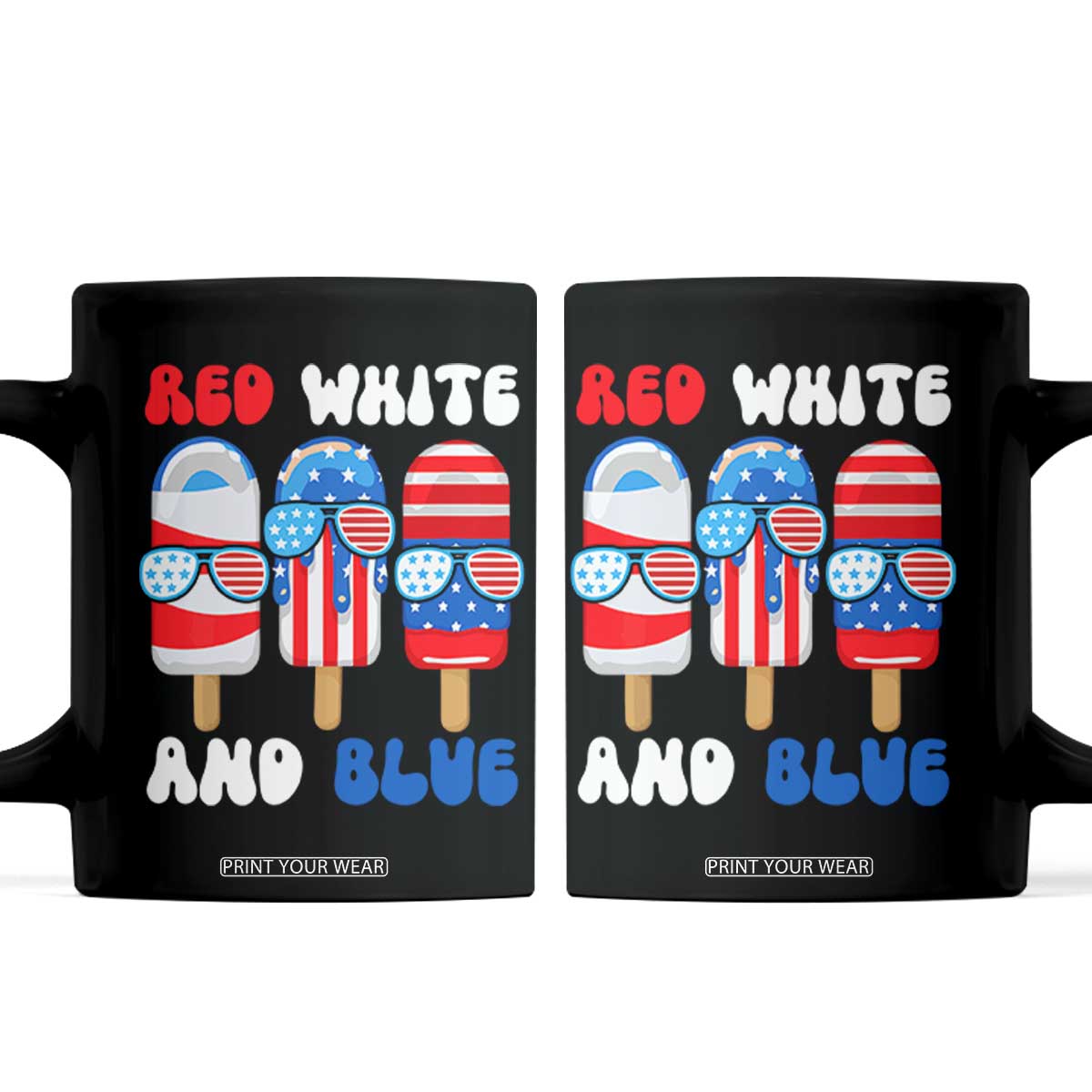 Red White Blue Popsicle 4th of July Coffee Mug Patriotic USA Flag TS10 Black Print Your Wear