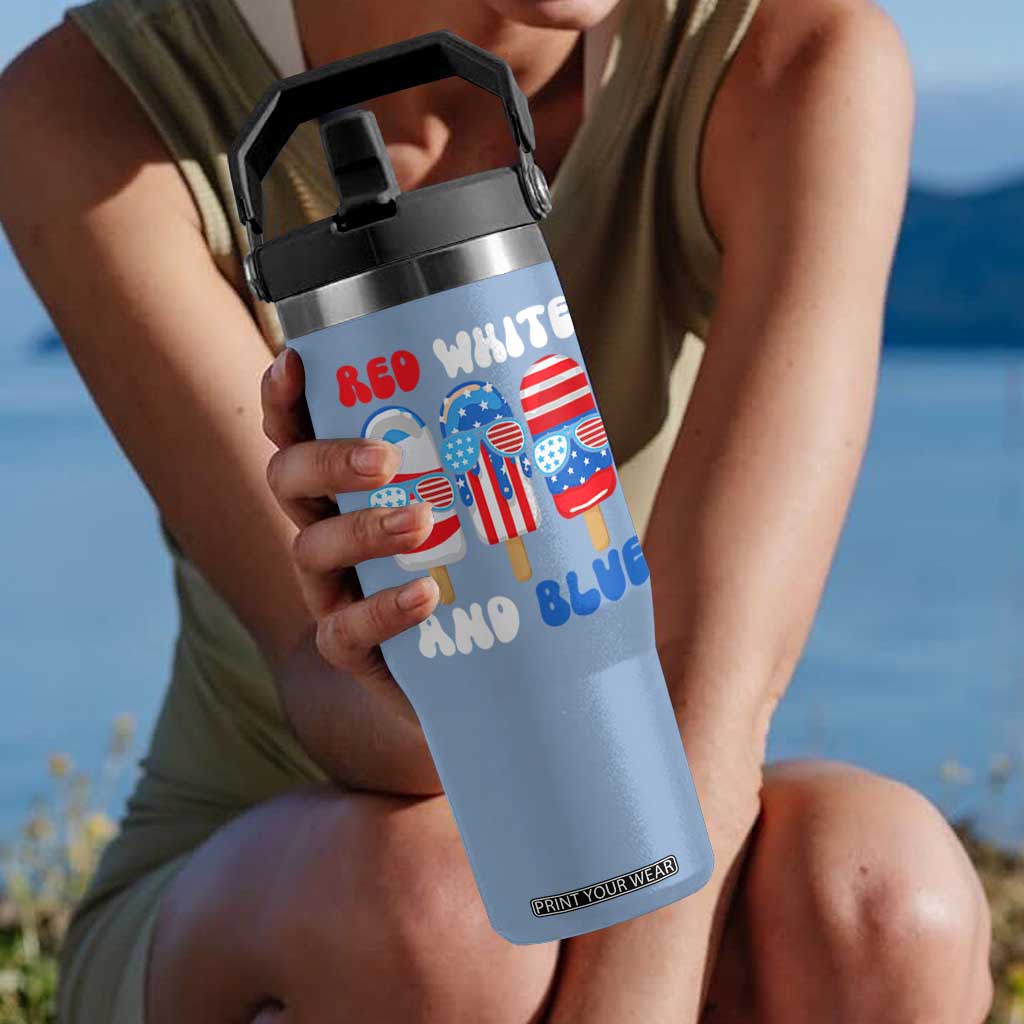 Red White Blue Popsicle 4th of July Flip Straw Tumbler Patriotic USA Flag TS10 One Size: 30 oz Light Blue Print Your Wear
