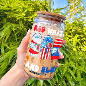 Red White Blue Popsicle 4th of July Glass Can Patriotic USA Flag TS10 Print Your Wear