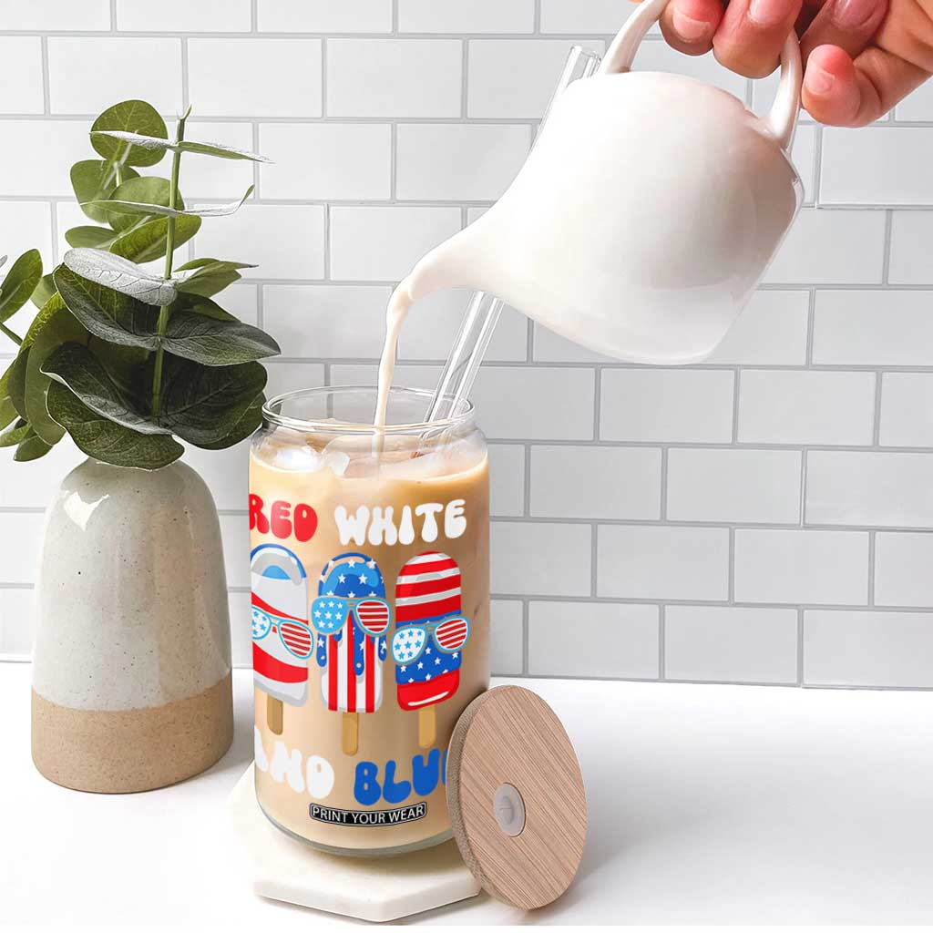 Red White Blue Popsicle 4th of July Glass Can Patriotic USA Flag TS10 Print Your Wear