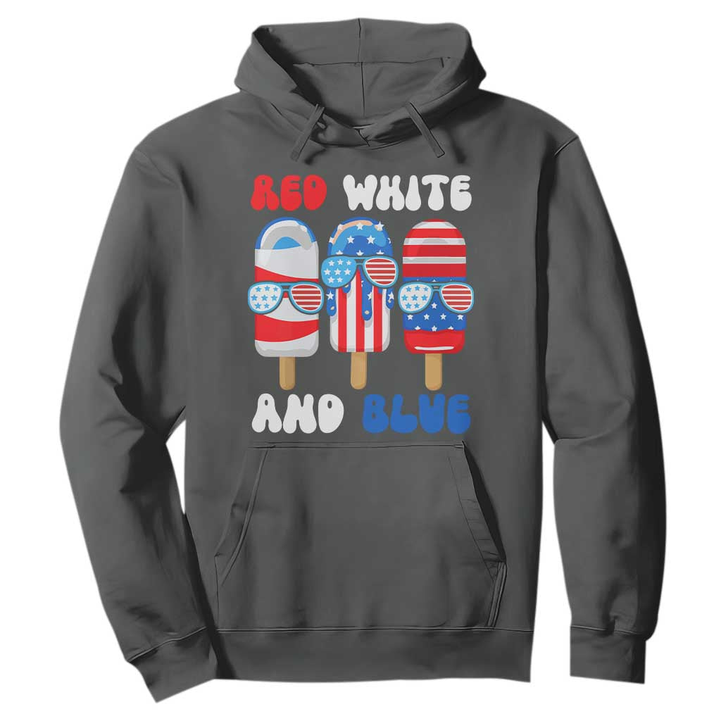 Red White Blue Popsicle 4th of July Hoodie Patriotic USA Flag TS10 Dark Heather Print Your Wear