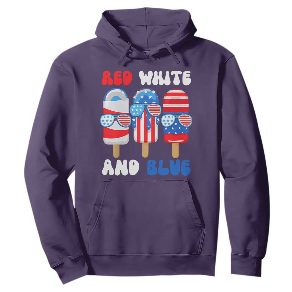 Red White Blue Popsicle 4th of July Hoodie Patriotic USA Flag TS10 Purple Print Your Wear