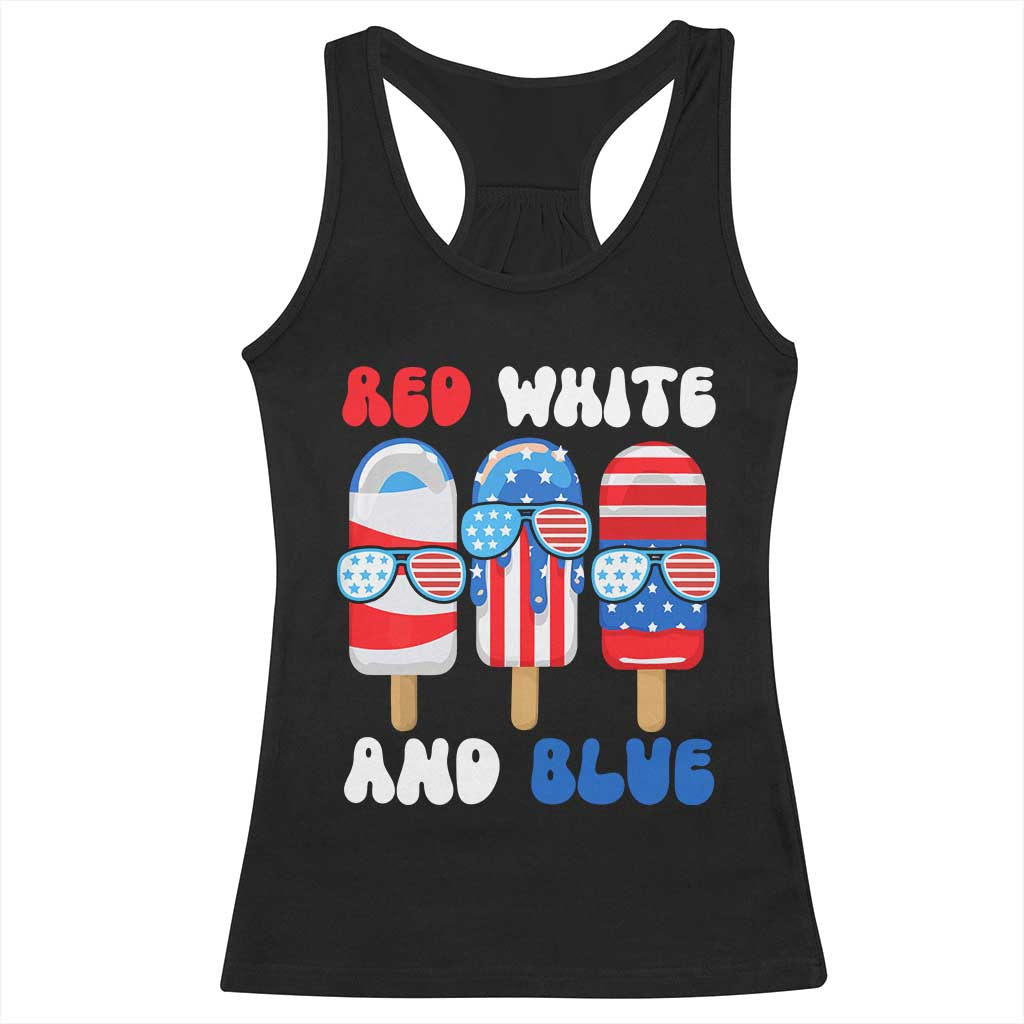 Red White Blue Popsicle 4th of July Racerback Tank Top Patriotic USA Flag TS10 Black Print Your Wear