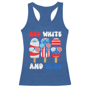 Red White Blue Popsicle 4th of July Racerback Tank Top Patriotic USA Flag TS10 Royal Blue Print Your Wear