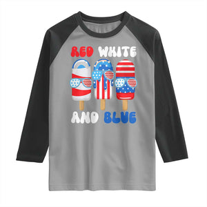 Red White Blue Popsicle 4th of July Raglan Shirt Patriotic USA Flag TS10 Sport Gray Black Print Your Wear