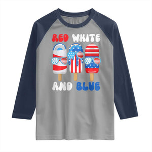 Red White Blue Popsicle 4th of July Raglan Shirt Patriotic USA Flag TS10 Sport Gray Navy Print Your Wear