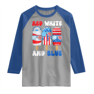 Red White Blue Popsicle 4th of July Raglan Shirt Patriotic USA Flag TS10 Sport Gray Royal Print Your Wear