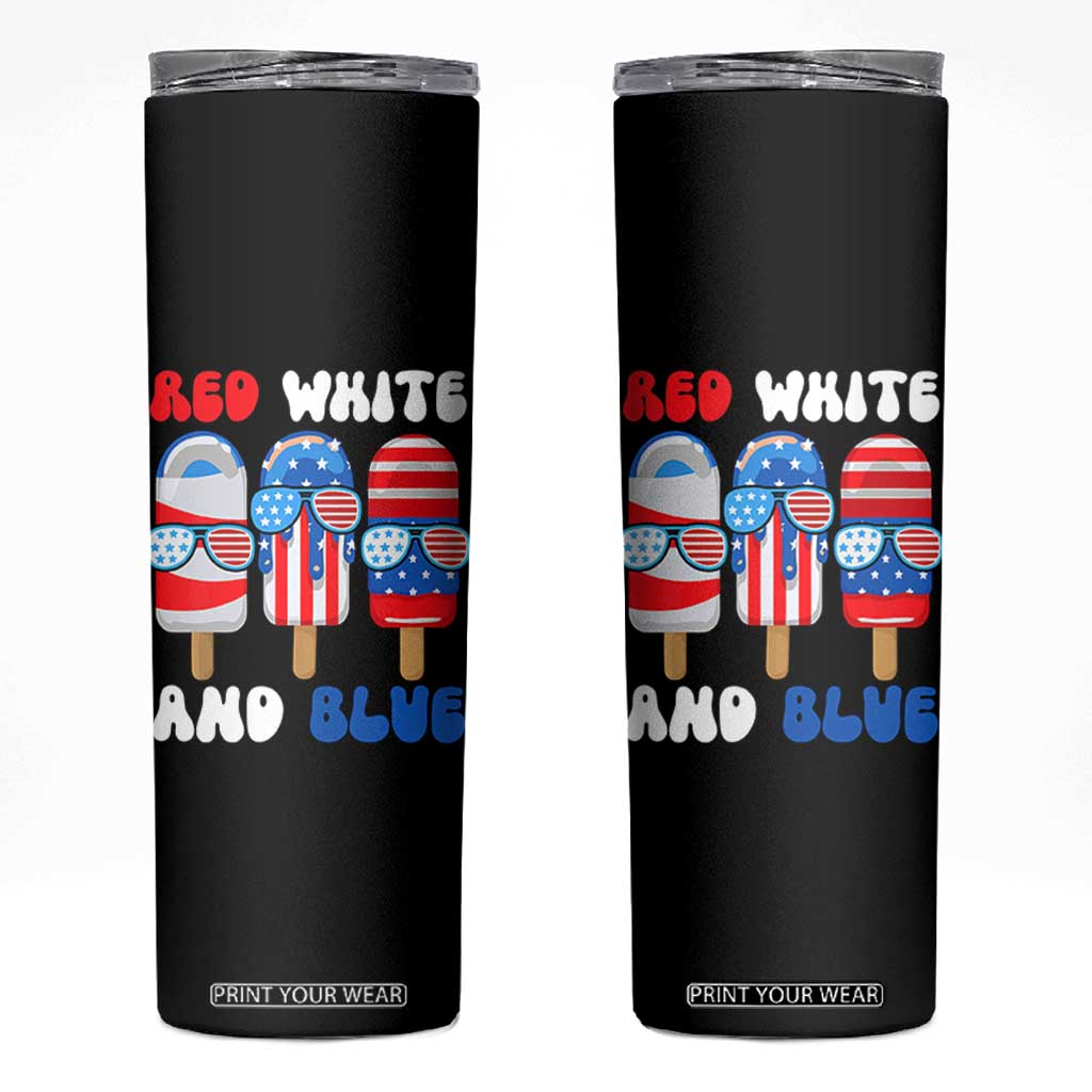Red White Blue Popsicle 4th of July Skinny Tumbler Patriotic USA Flag TS10 Black Print Your Wear