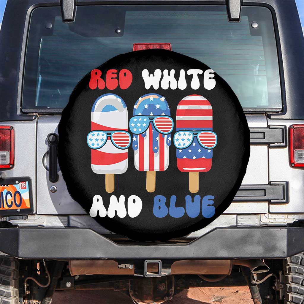 Red White Blue Popsicle 4th of July Spare Tire Cover Patriotic USA Flag TS10 No hole Black Print Your Wear