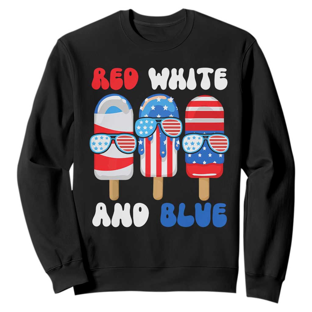 Red White Blue Popsicle 4th of July Sweatshirt Patriotic USA Flag TS10 Black Print Your Wear