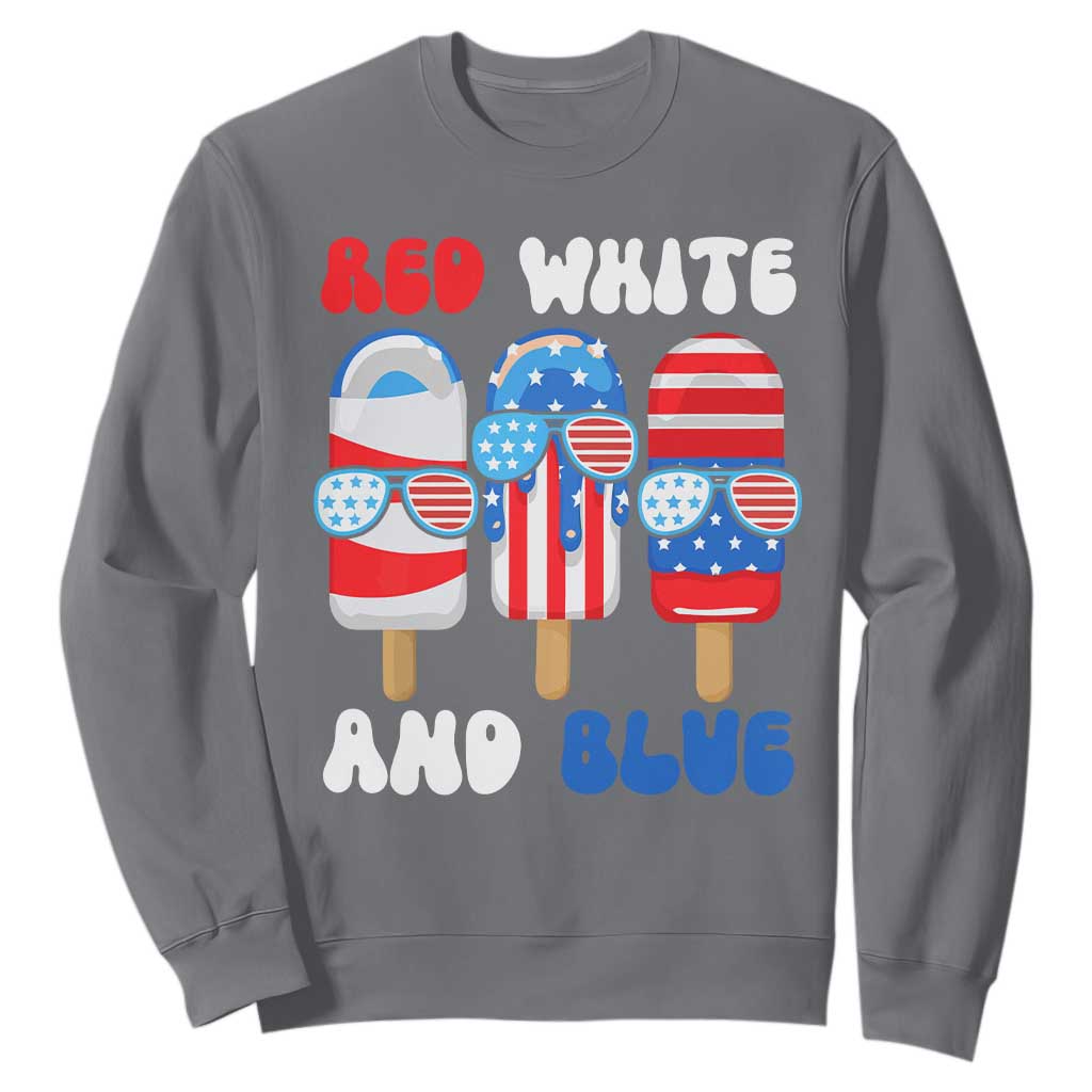 Red White Blue Popsicle 4th of July Sweatshirt Patriotic USA Flag TS10 Charcoal Print Your Wear