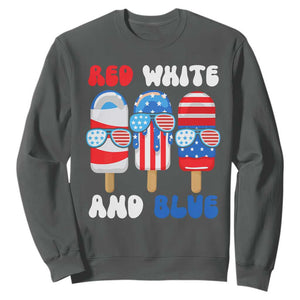 Red White Blue Popsicle 4th of July Sweatshirt Patriotic USA Flag TS10 Dark Heather Print Your Wear