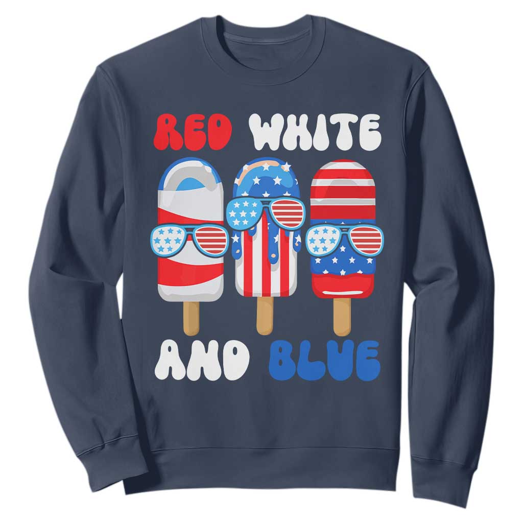 Red White Blue Popsicle 4th of July Sweatshirt Patriotic USA Flag TS10 Navy Print Your Wear