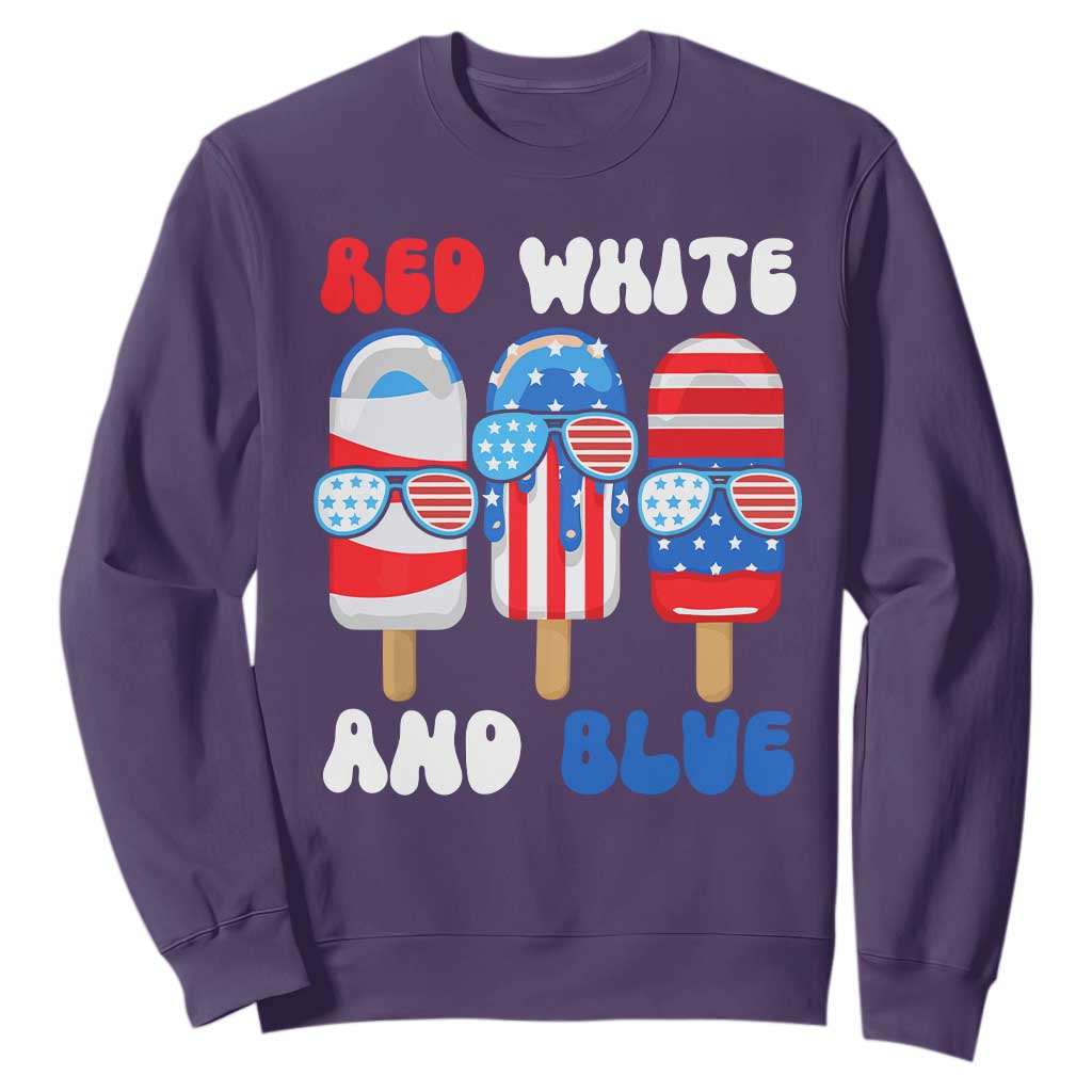 Red White Blue Popsicle 4th of July Sweatshirt Patriotic USA Flag TS10 Purple Print Your Wear