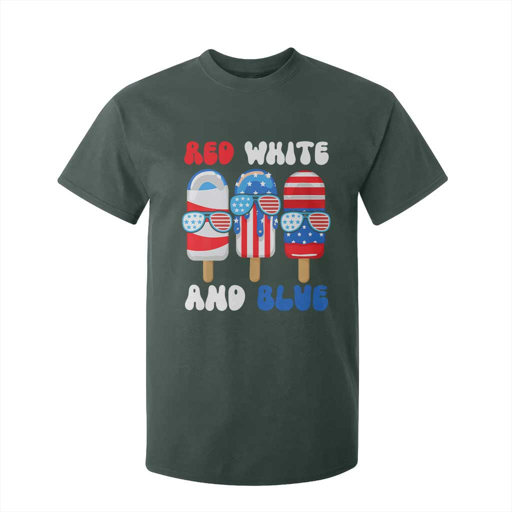 Red White Blue Popsicle 4th of July T Shirt For Kid Patriotic USA Flag TS10 Dark Forest Green Print Your Wear