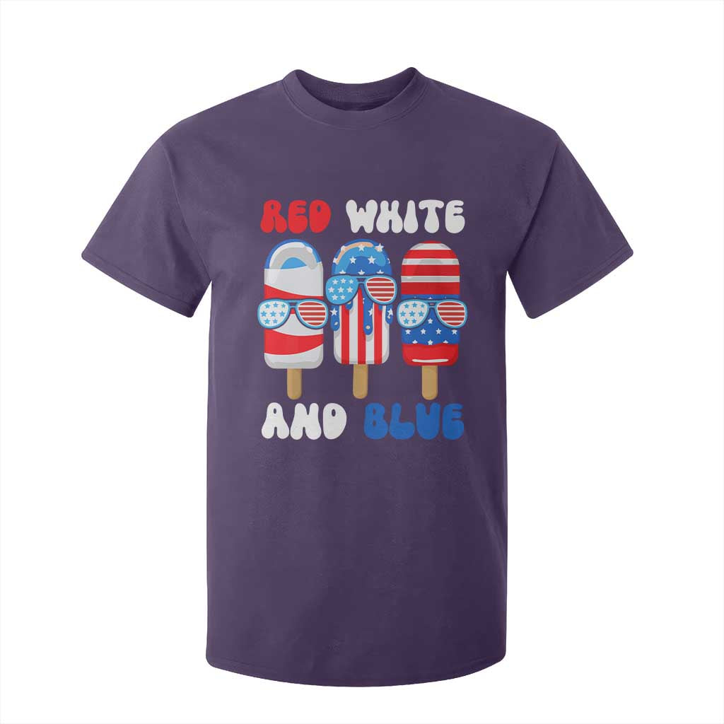 Red White Blue Popsicle 4th of July T Shirt For Kid Patriotic USA Flag TS10 Purple Print Your Wear