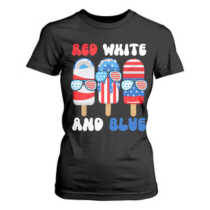 Red White Blue Popsicle 4th of July T Shirt For Women Patriotic USA Flag TS10 Black Print Your Wear