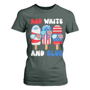 Red White Blue Popsicle 4th of July T Shirt For Women Patriotic USA Flag TS10 Dark Forest Green Print Your Wear
