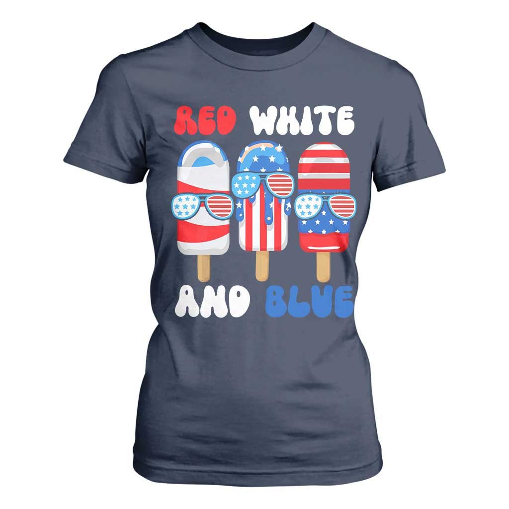 Red White Blue Popsicle 4th of July T Shirt For Women Patriotic USA Flag TS10 Navy Print Your Wear