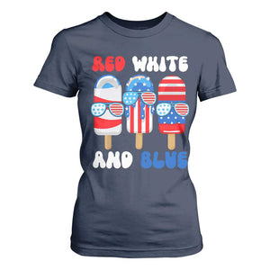 Red White Blue Popsicle 4th of July T Shirt For Women Patriotic USA Flag TS10 Navy Print Your Wear
