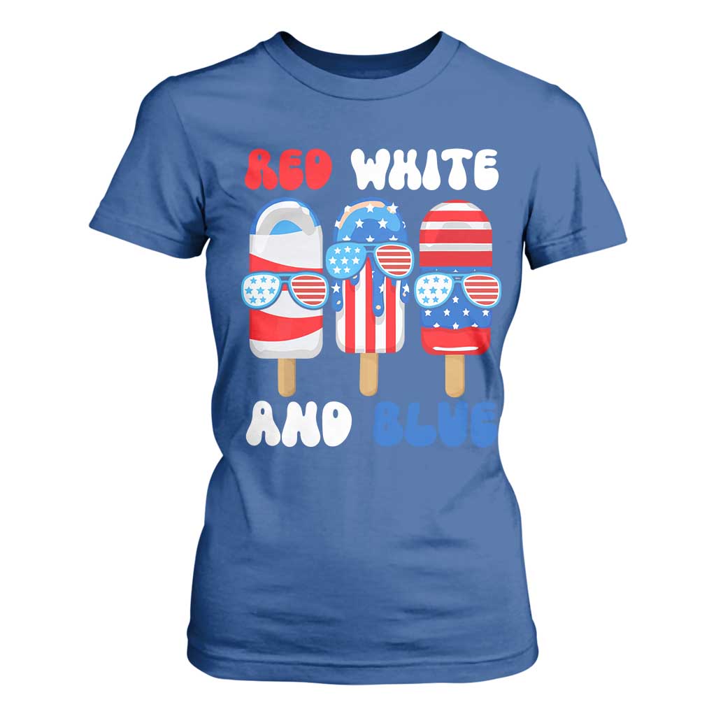 Red White Blue Popsicle 4th of July T Shirt For Women Patriotic USA Flag TS10 Royal Blue Print Your Wear