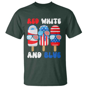 Red White Blue Popsicle 4th of July T Shirt Patriotic USA Flag TS10 Dark Forest Green Print Your Wear