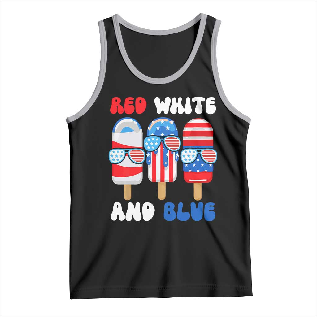Red White Blue Popsicle 4th of July Tank Top Patriotic USA Flag TS10 Black Athletic Heather Print Your Wear