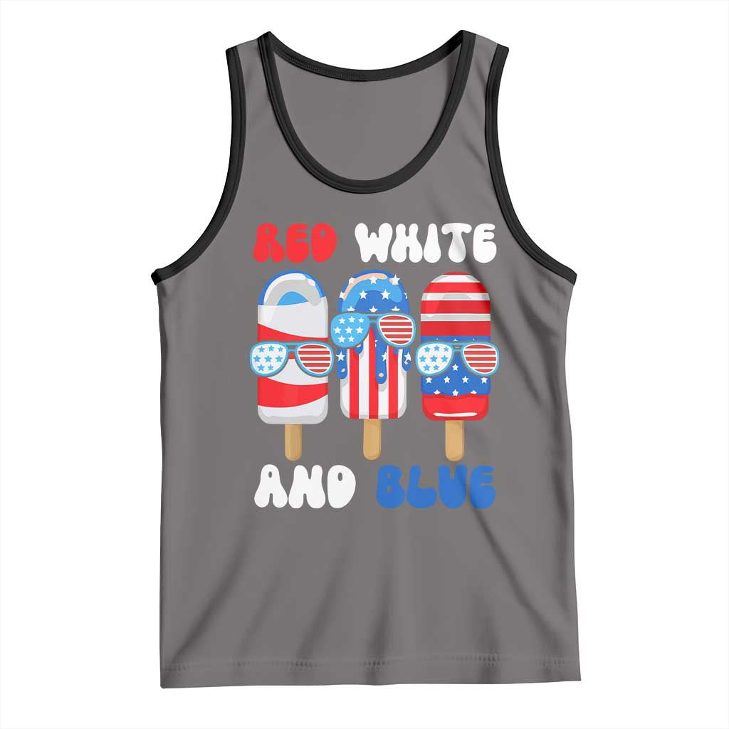 Red White Blue Popsicle 4th of July Tank Top Patriotic USA Flag TS10 Deep Heather Black Print Your Wear